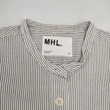 MHL. 595-0152507 COTTON LINEN STRIPE コットンリネンストライプ 定価18700円 半袖シャツ ホワイト ブラック レディース エムエイチエル【中古】6-0501S△