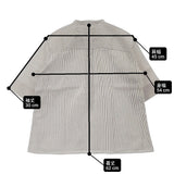 MHL. 595-0152507 COTTON LINEN STRIPE コットンリネンストライプ 定価18700円 半袖シャツ ホワイト ブラック レディース エムエイチエル【中古】6-0501S△