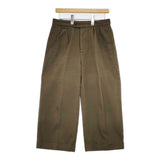 MHL. 595-8143500 RAISED COTTON DRILL WIDE CROPPED PANTS センタープレス ワイドパンツ クロップドパンツ カーキ レディース エムエイチエル【中古】6-0227G△