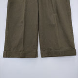 MHL. 595-8143500 RAISED COTTON DRILL WIDE CROPPED PANTS センタープレス ワイドパンツ クロップドパンツ カーキ レディース エムエイチエル【中古】6-0227G△