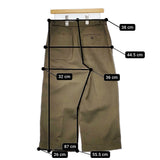 MHL. 595-8143500 RAISED COTTON DRILL WIDE CROPPED PANTS センタープレス ワイドパンツ クロップドパンツ カーキ レディース エムエイチエル【中古】6-0227G△