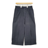 MHL. 595-7243503 RAISED COTTON DRILL TROUSERS センタープレス ワイドパンツ クロップドパンツ ネイビー レディース エムエイチエル【中古】6-0227G△