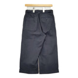 MHL. 595-7243503 RAISED COTTON DRILL TROUSERS センタープレス ワイドパンツ クロップドパンツ ネイビー レディース エムエイチエル【中古】6-0227G△