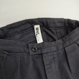 MHL. 595-7243503 RAISED COTTON DRILL TROUSERS センタープレス ワイドパンツ クロップドパンツ ネイビー レディース エムエイチエル【中古】6-0227G△
