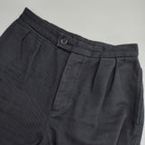 MHL. 595-7243503 RAISED COTTON DRILL TROUSERS センタープレス ワイドパンツ クロップドパンツ ネイビー レディース エムエイチエル【中古】6-0227G△
