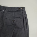 MHL. 595-7243503 RAISED COTTON DRILL TROUSERS センタープレス ワイドパンツ クロップドパンツ ネイビー レディース エムエイチエル【中古】6-0227G△