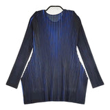 PLEATS PLEASE ISSEY MIYAKE 美品 プリーツチュニック PP23JK521 サイズ3 サイドスリット カットソー ブラック ブルー レディース プリーツプリーズ【中古】5-1115M♪