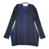 PLEATS PLEASE ISSEY MIYAKE 美品 プリーツチュニック PP23JK521 サイズ3 サイドスリット カットソー ブラック ブルー レディース プリーツプリーズ【中古】5-1115M♪