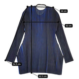 PLEATS PLEASE ISSEY MIYAKE 美品 プリーツチュニック PP23JK521 サイズ3 サイドスリット カットソー ブラック ブルー レディース プリーツプリーズ【中古】5-1115M♪