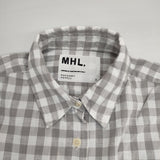 MHL. 595-152556 コットンリネン ギンガムチェック 半袖ブラウス サイズ1 半袖シャツ グレー ホワイト レディース エムエイチエル【中古】6-0501S△
