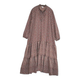 OUTDOOR PRODUCTS フラワープリントティアードドレス 定価13200円 花柄 ワンピース 25AW ブラウン レディース アウトドアプロダクツ【中古】5-1115M♪