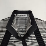ISSEY MIYAKE プリーツ 千鳥格子 切替 グレンチェック 洗い加工 コート ブラック ホワイト レディース イッセイミヤケ【中古】6-0111M∞