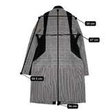 ISSEY MIYAKE プリーツ 千鳥格子 切替 グレンチェック 洗い加工 コート ブラック ホワイト レディース イッセイミヤケ【中古】6-0111M∞