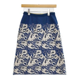 mina perhonen carnival 刺繍 ha5190 レース ウール スカート ブルー ホワイト レディース ミナペルホネン【中古】5-1115T♪