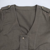 nest Robe 01102-1013 2WAY ミリタリージャケット コットン ノーカラージャケット カーキ レディース ネストローブ【中古】6-0409M∞