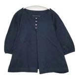 GRANDMA MAMA DAUGHTER toro コットン 五分袖 カーディガン ネイビー レディース グランマママドーター【中古】6-0409M∞