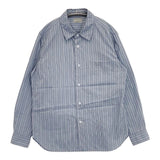 MARGARET HOWELL コットンシルク ストライプ 579-3150040 長袖シャツ 23SS ブルー メンズ マーガレットハウエル【中古】6-0326M∞