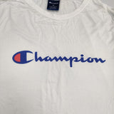Champion CROPPED T-SHIRT ロゴプリント 短丈 レーヨン混 サイズM 半袖Ｔシャツ カットソー ホワイト ネイビー グリーン レディース チャンピオン【中古】6-0501S△