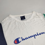 Champion CROPPED T-SHIRT ロゴプリント 短丈 レーヨン混 サイズM 半袖Ｔシャツ カットソー ホワイト ネイビー グリーン レディース チャンピオン【中古】6-0501S△