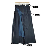 JURGEN LEHL J0174KS521 ウール パッチワーク ロングスカート ネイビー レディース ヨーガンレール【中古】5-1229T∞