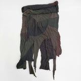 JURGEN LEHL リンクス編み ウールコットン ストール ワインレッド カーキ レディース ヨーガンレール【中古】5-1115T♪