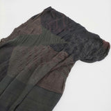 JURGEN LEHL リンクス編み ウールコットン ストール ワインレッド カーキ レディース ヨーガンレール【中古】5-1115T♪