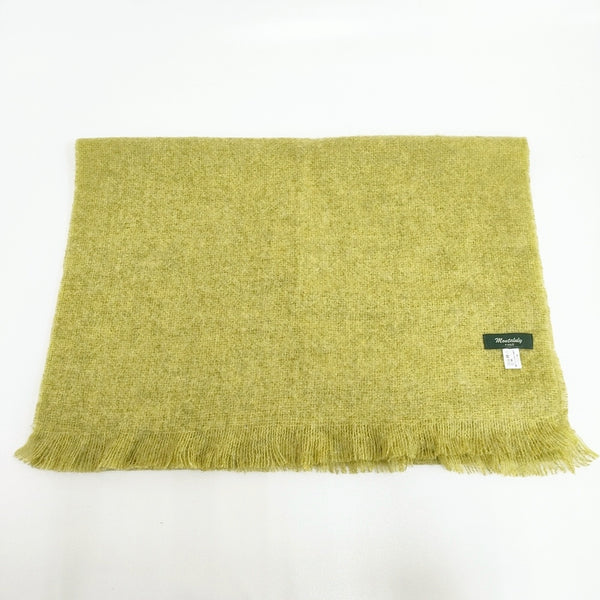 Montaluly モンタルリー フランス製 無地 マフラー ストール キミドリ レディース【中古】5-1123T◎