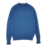 tumugu ランダムリブニット フリルハイネック TK19303a コットン セーター ニット ブルー レディース ツムグ【中古】6-0214M∞