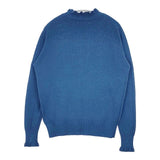 tumugu ランダムリブニット フリルハイネック TK19303a コットン セーター ニット ブルー レディース ツムグ【中古】6-0214M∞