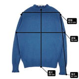 tumugu ランダムリブニット フリルハイネック TK19303a コットン セーター ニット ブルー レディース ツムグ【中古】6-0214M∞
