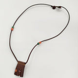 HENRY CUIR レザー ビーズ フリンジ 革 ネックレス ブラウン レディース アンリークイール【中古】6-0110G∞