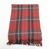 45R/45rpm フリンジマフラー ウール チェック マフラー レッド グレー レディース フォーティーファイブアールピーエム【中古】5-1123T◎