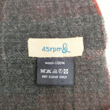 45R/45rpm フリンジマフラー ウール チェック マフラー レッド グレー レディース フォーティーファイブアールピーエム【中古】5-1123T◎