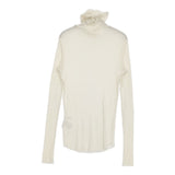 SOEJU カシミヤ混タートルネックカットソー サイズL 定価11000円 シアー インナー カットソー アイボリー レディース ソージュ【中古】5-1115M♪