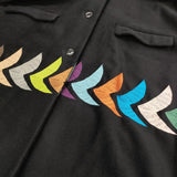 mina perhonen bird sa6443 サイズ36 ウールカシミヤ 刺繍 白金台限定 定価120000円 コート ブラック レディース ミナペルホネン【中古】5-1115A♪