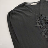 mina perhonen forest parade 定価46000円 us8969 サイズ36 コットンニット Vネック ノースリーブ ワンピース ブラック レディース ミナペルホネン【中古】6-0407S♪