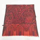 Leilian ウール マフラー ストール ブラック レッド レディース レリアン【中古】5-1123T◎