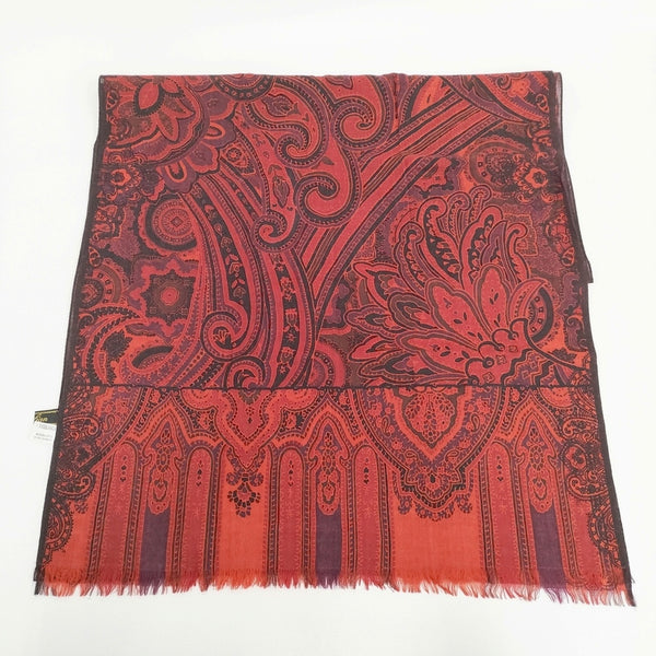 Leilian ウール マフラー ストール ブラック レッド レディース レリアン【中古】5-1123T◎