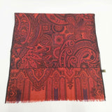 Leilian ウール マフラー ストール ブラック レッド レディース レリアン【中古】5-1123T◎