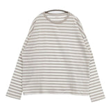 veritecoeur ボーダー長袖オーバーサイズ VCC-407 定価13200円 長袖Ｔシャツ カットソー ロンＴ グレージュ ホワイト レディース ヴェリテクール【中古】6-0226M∞