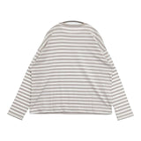 veritecoeur ボーダー長袖オーバーサイズ VCC-407 定価13200円 長袖Ｔシャツ カットソー ロンＴ グレージュ ホワイト レディース ヴェリテクール【中古】6-0226M∞