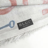 BLUI ブルーイ カシミヤ混 イタリア製 大判ストール フリンジ ストール グレー レディース【中古】6-0212M◎