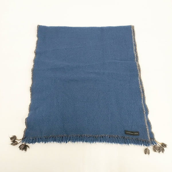 JURGEN LEHL フリンジ タッセル 無地 ストール マフラー ブルー レディース ヨーガンレール【中古】5-1123T◎