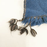 JURGEN LEHL フリンジ タッセル 無地 ストール マフラー ブルー レディース ヨーガンレール【中古】5-1123T◎