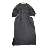 CLANE CROSSING GATHER ONEPIECE 定価28600円 サイズ1 コットンナイロン Vネック ギャザー ワンピース 24SS ブラック レディース クラネ【中古】6-0407S♪
