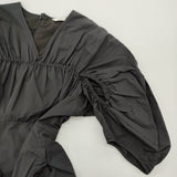 CLANE CROSSING GATHER ONEPIECE 定価28600円 サイズ1 コットンナイロン Vネック ギャザー ワンピース 24SS ブラック レディース クラネ【中古】6-0407S♪