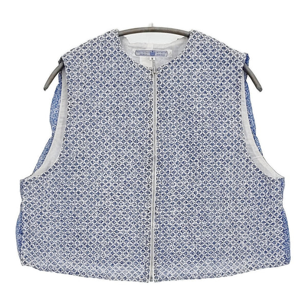 R&D.M.Co- 未使用 トレリスコーチングステッチシャーリングベスト 定価64900円 25SS ブルー ホワイト レディース オールドマンズテーラー【中古】5-1115M♪