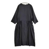 ARTS&SCIENCE SMOCKING DRESS 0213-L5140-3154 サイズ1 ウールシルク ワンピース ブラック レディース アーツ&サイエンス【中古】5-1115M♪