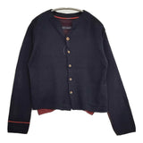 Pal'las Palace 14Ｇミラノリブ ボトル襟カーディガン 定価26400円 KCD25238C コットン カーディガン ネイビー レディース パラスパレス【中古】5-1115T♪