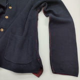 Pal'las Palace 14Ｇミラノリブ ボトル襟カーディガン 定価26400円 KCD25238C コットン カーディガン ネイビー レディース パラスパレス【中古】5-1115T♪